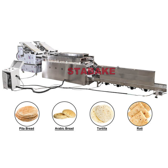 Línea de producción industrial de máquina de pan de pita árabe para shawarma, pan turco libanés y tortilla, fabricación de pan plano chapati roti 