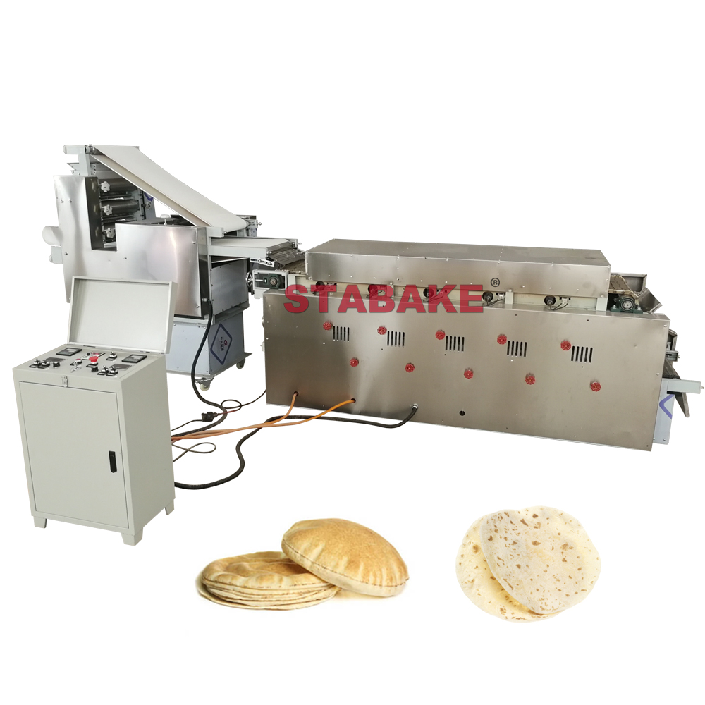 Línea de producción industrial de máquina de pan de pita árabe para shawarma, pan turco libanés y tortilla, fabricación de pan plano chapati roti 