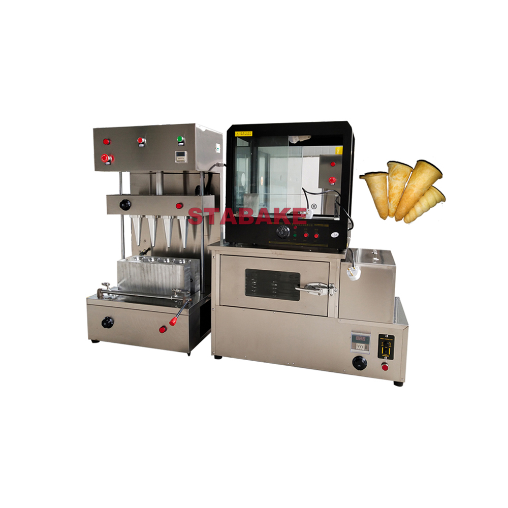 Máquina de fabricación de pizza de cono comercial con formación de cono espiral del horno y máquina de conformación de cono paraguas 